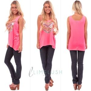 Fashionomics Pink Graphic Tank Top